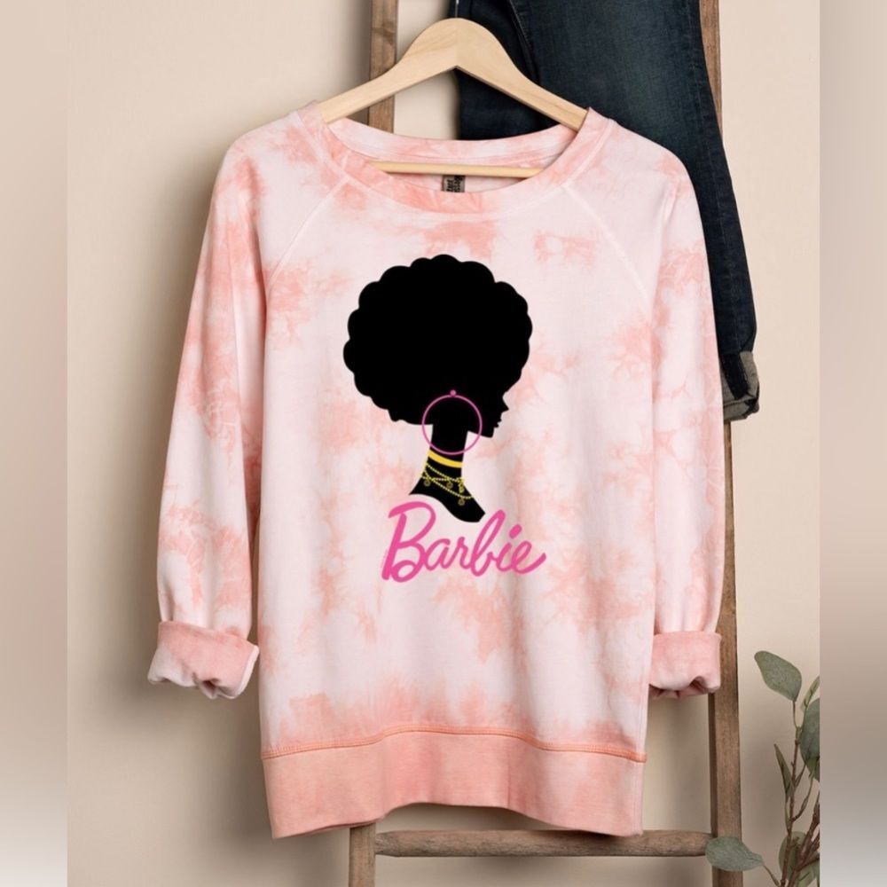 Black Barbie Afro Silhouette Graphic Tie Dye Sweatshirt Women Plus Size 4X